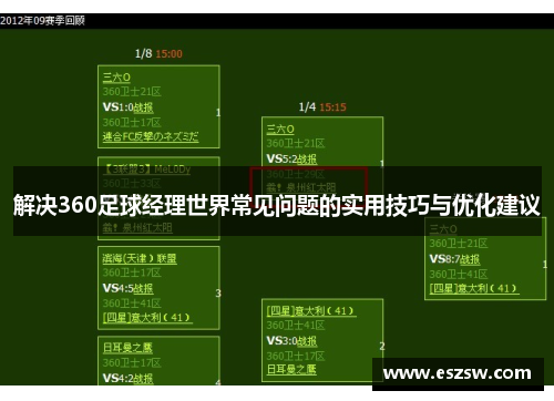 解决360足球经理世界常见问题的实用技巧与优化建议